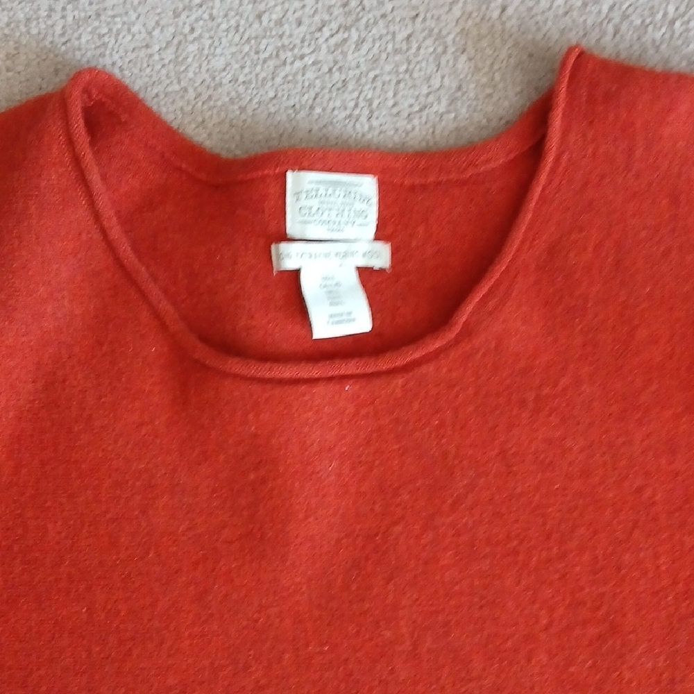 Merino Wool Elegant Tangerine Crew Neck Sweater - Picture 5 of 6